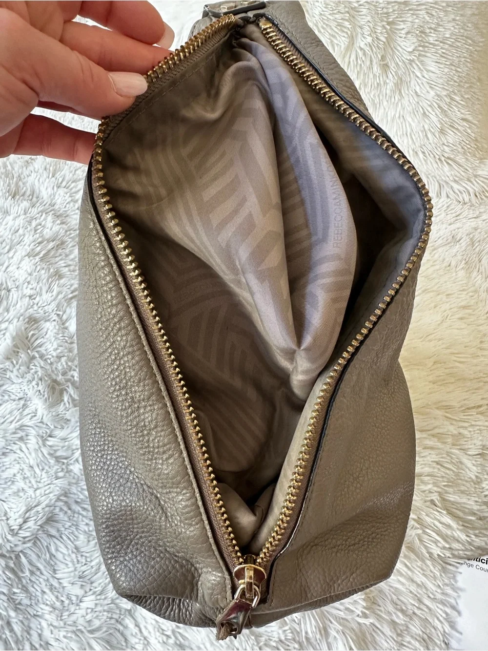 Rebecca Minkoff Pebbled Leather Hobo Shoulder Bag in Cement Gray Taupe